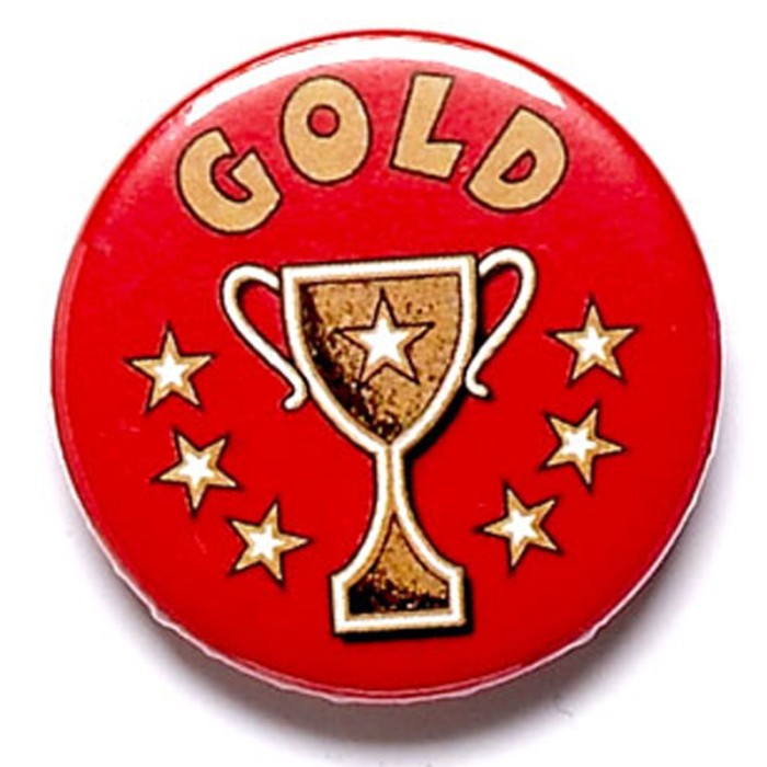 RED CIRCULAR 25MM FLAT PIN  BADGE